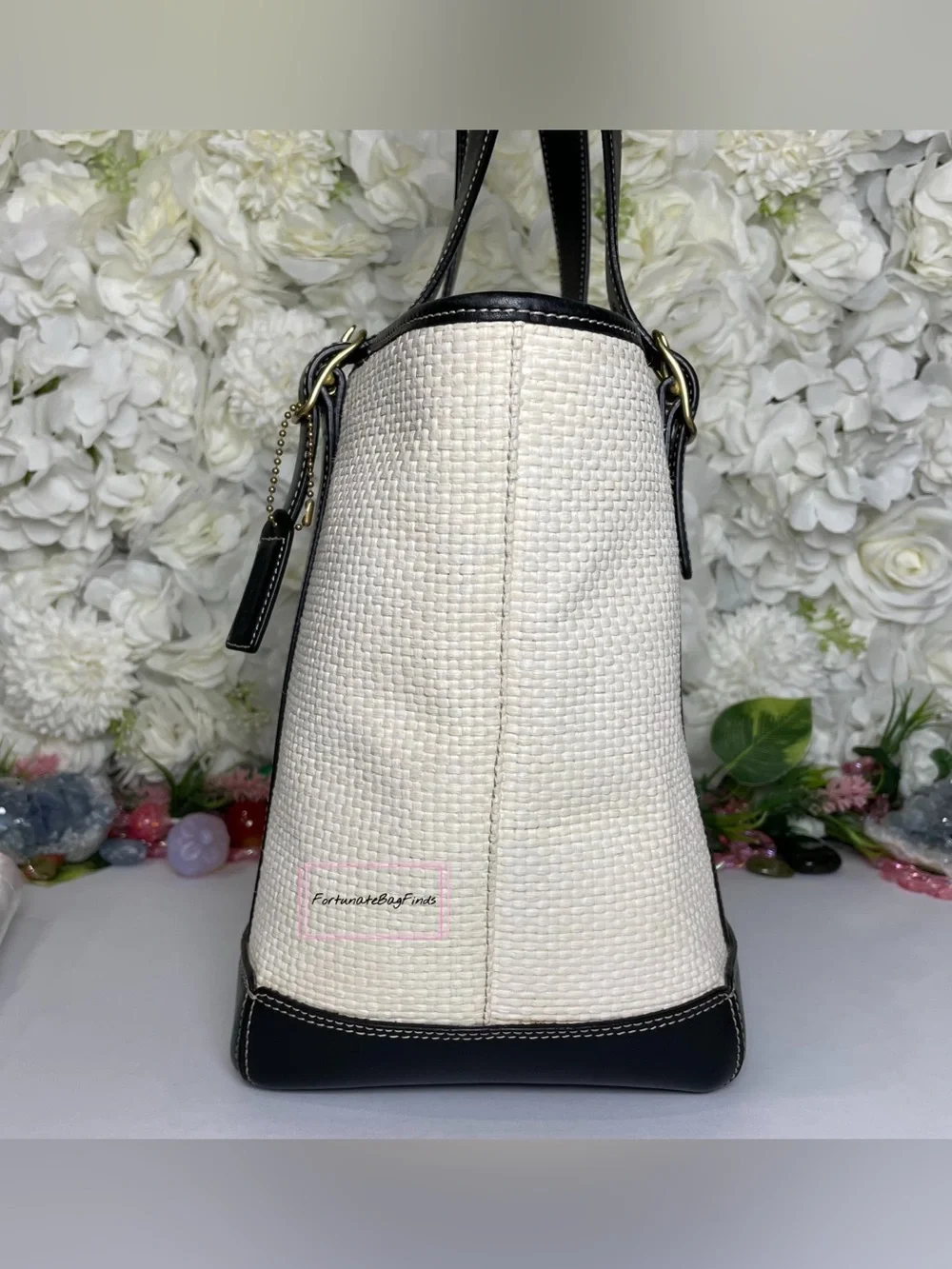 Vintage Y2K 2000s Coach Tote Coach Straw North South Tall Summer Beach Tote 8908 - Picture 6 of 12